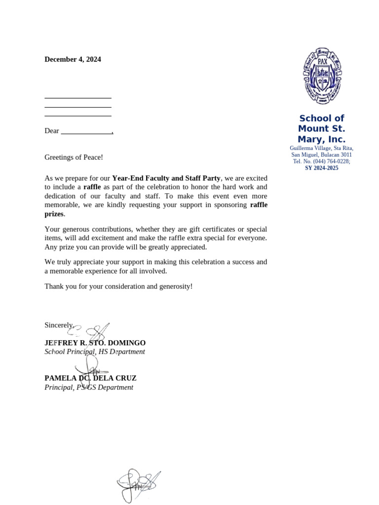 Year-End Faculty Party and Outreach Program | PDF