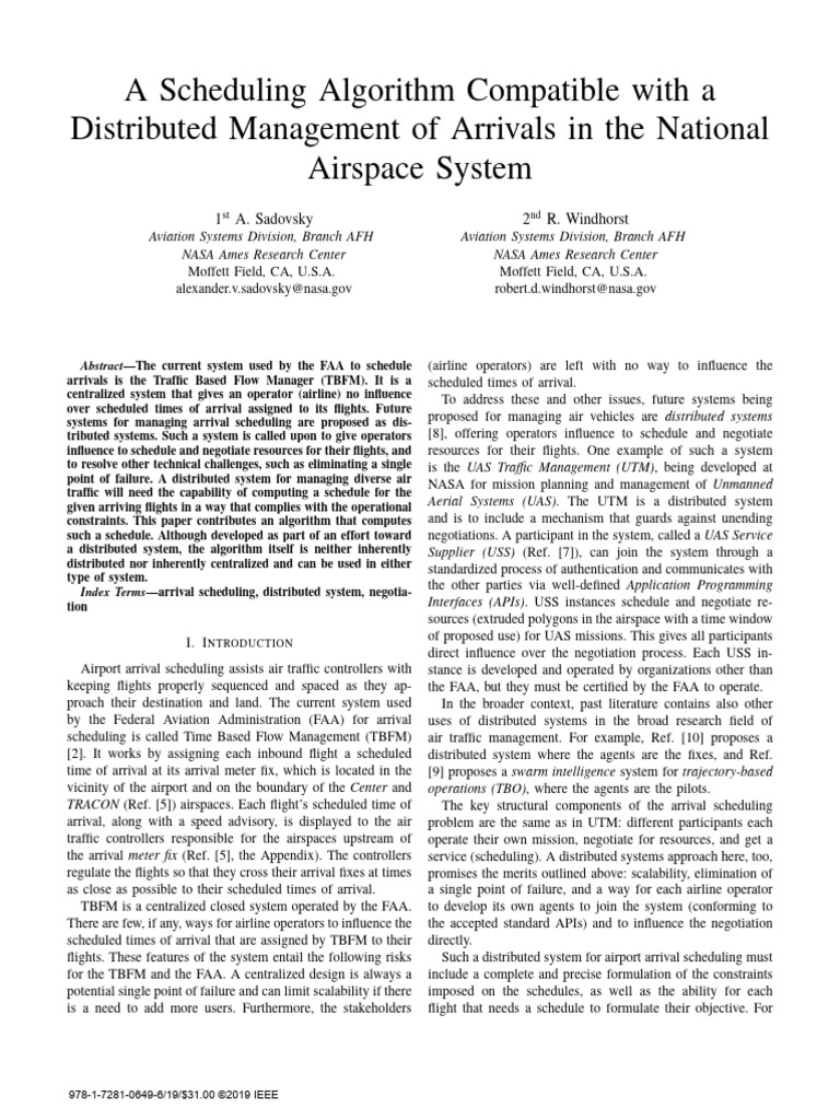A Scheduling Algorithm Compatible With a Distributed Management of ...