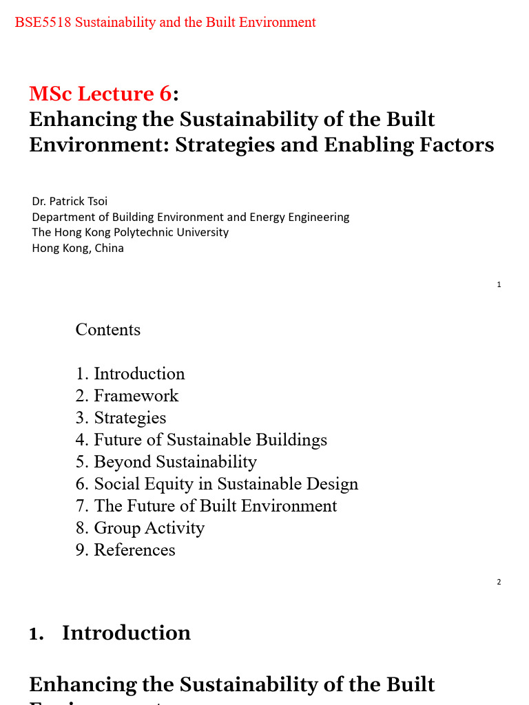 Sustainable Strategies for Built Environment | PDF | Sustainability ...