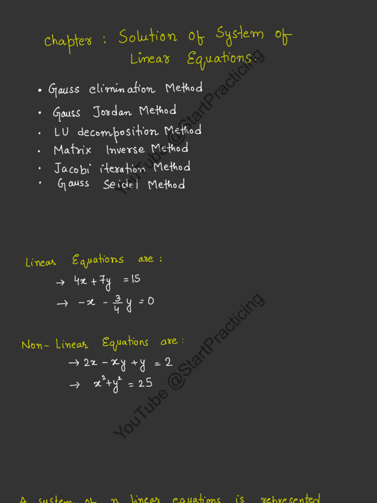 Solution of System of Linear Equations | PDF | Mathematical Relations ...