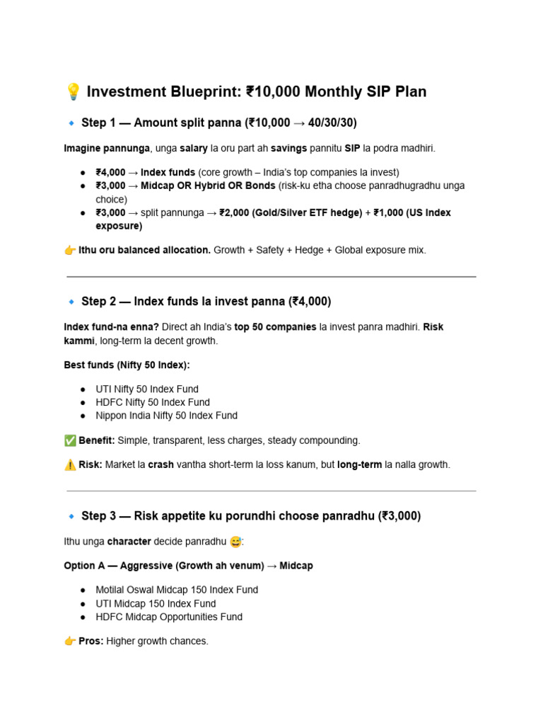 ? How To Invest Blueprint - 10,000 Monthly SIP Plan | PDF | Exchange ...