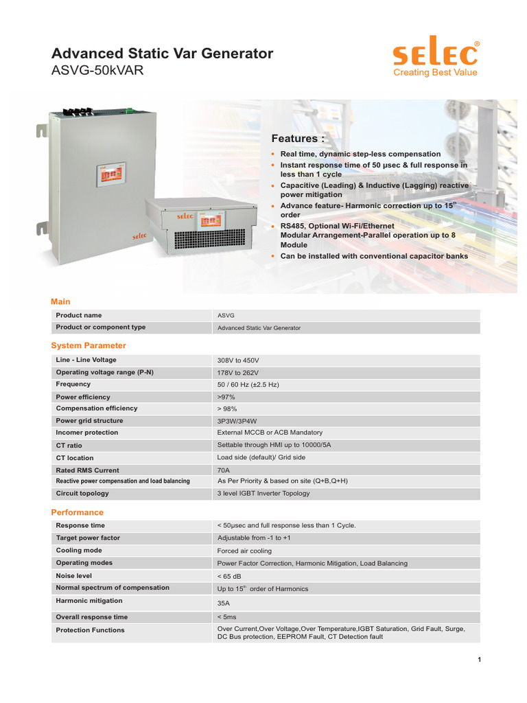 Advanced Static Var Generator 50kvar Pdf Manufactured Goods 