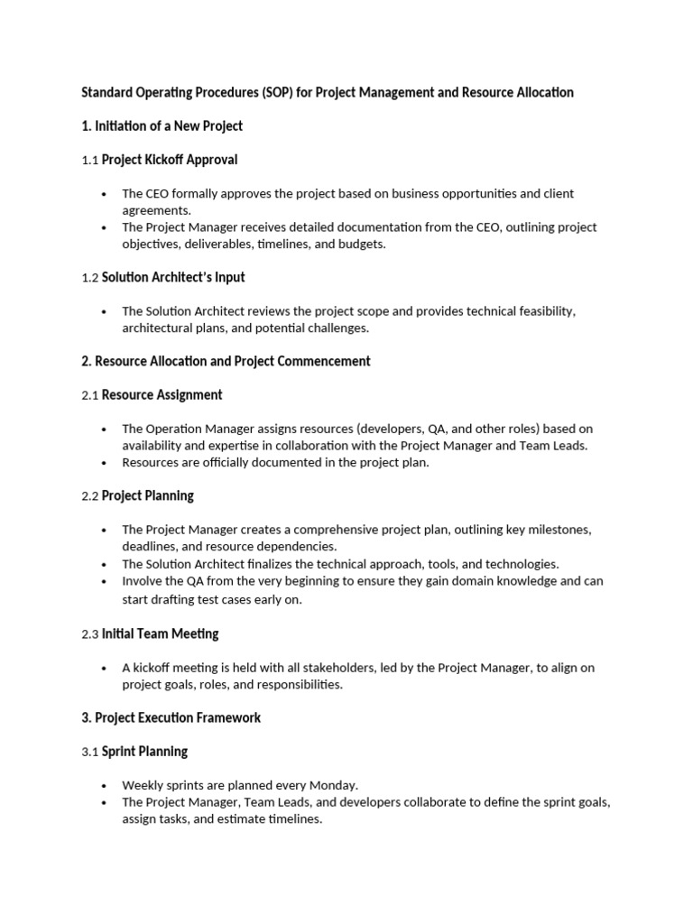 Project Management SOP for Resource Allocation | PDF | Project ...