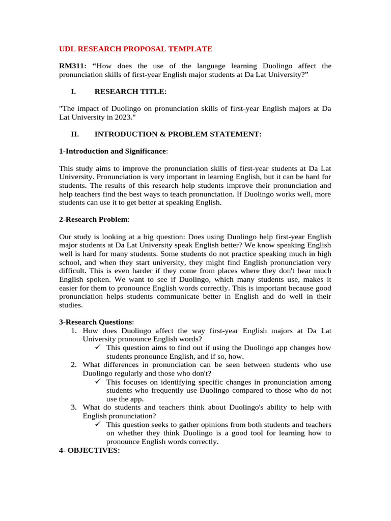 Proposal Format Hoàn Chỉnh | PDF | English Language | English As A ...