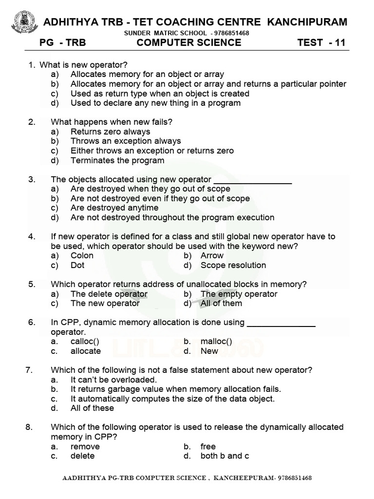 TRB Computer Science Test Questions | PDF | Computer Data | Software ...