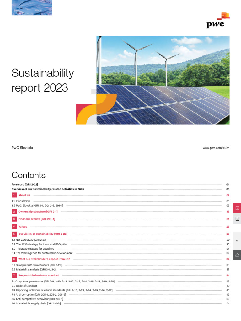 PwC Slovakia Sustainability Report 2023 | PDF | Consultant | Accounting