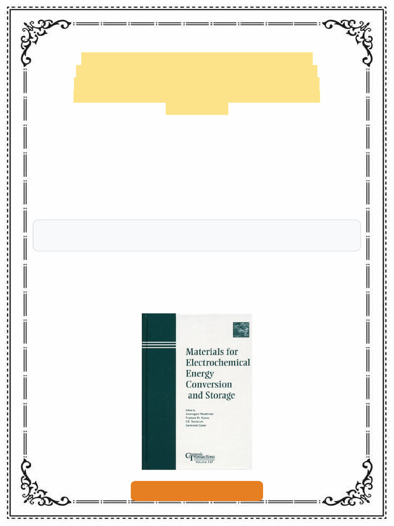 Materials for Electrochemical Energy Conversion and Storage Ceramic ...
