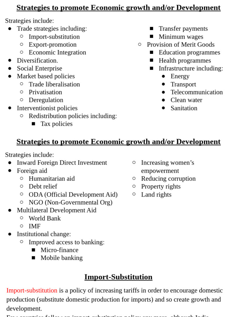Strategies To Ptomote Economic Growth and Development | PDF | Aids ...