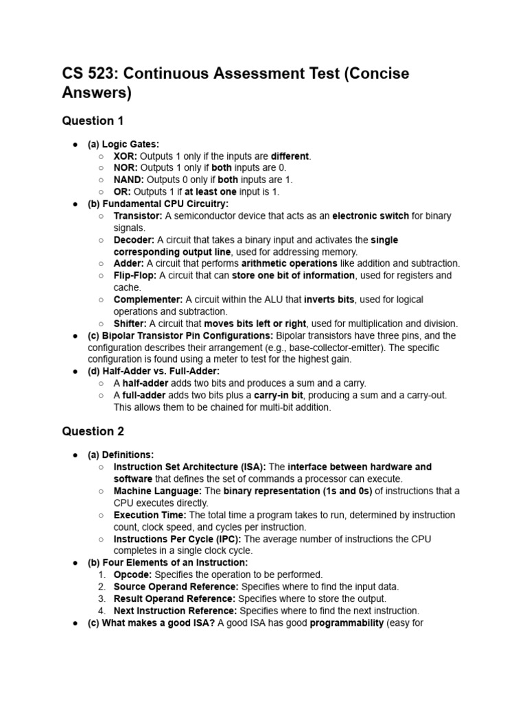CS 523: Computer Architecture Overview | PDF | Random Access Memory ...