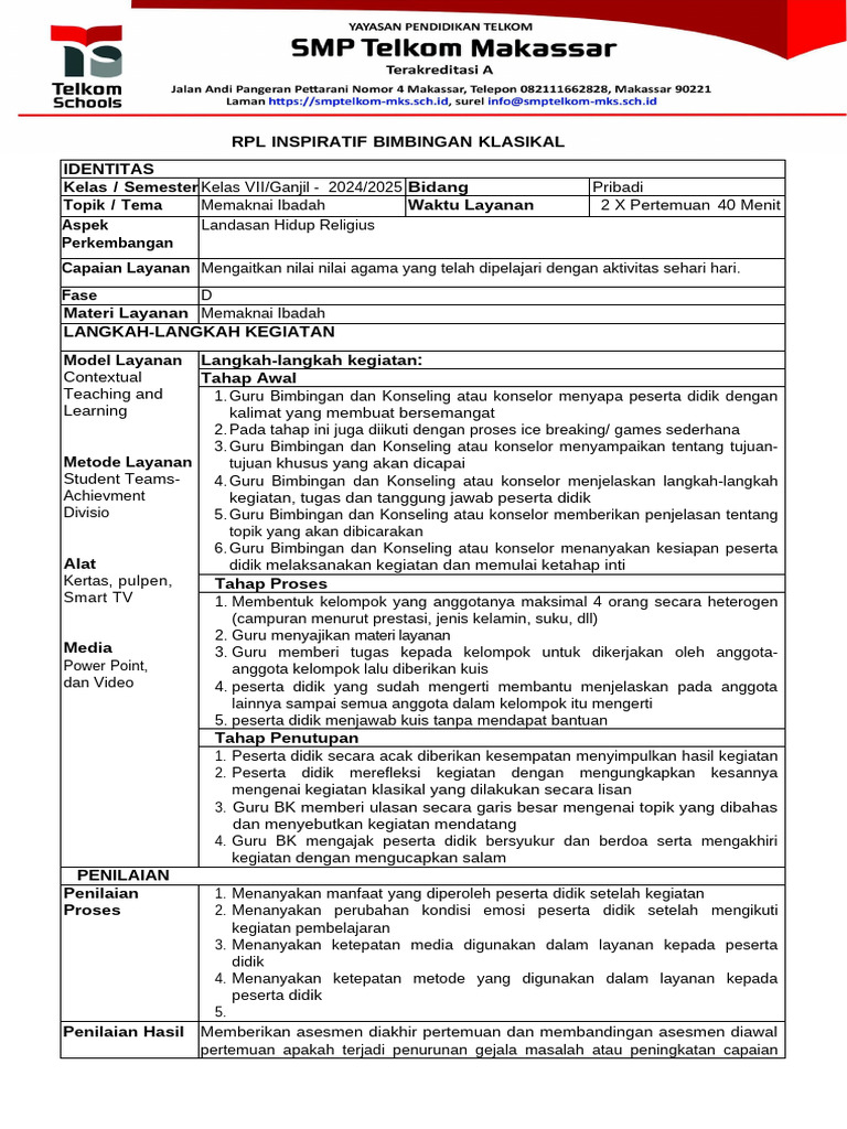 1. MODUL LAYANAN (RPL BK KURIKULUM MERDEKA FASE D | PDF