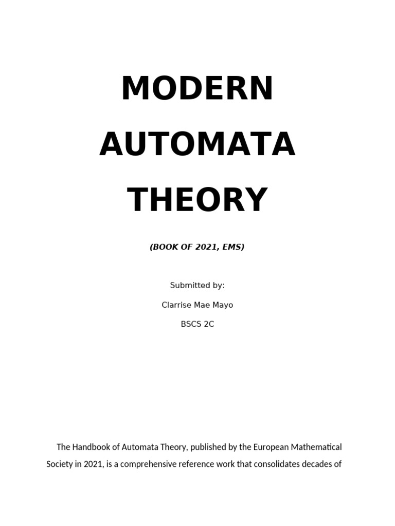 Modern Automata Theory | PDF | Automata Theory | Theory