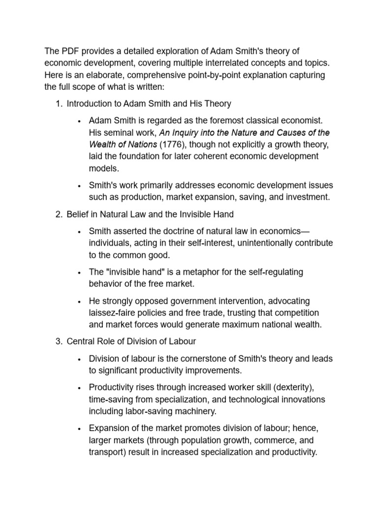 Adam Smith's Economic Development Theory | PDF | Economic Growth ...