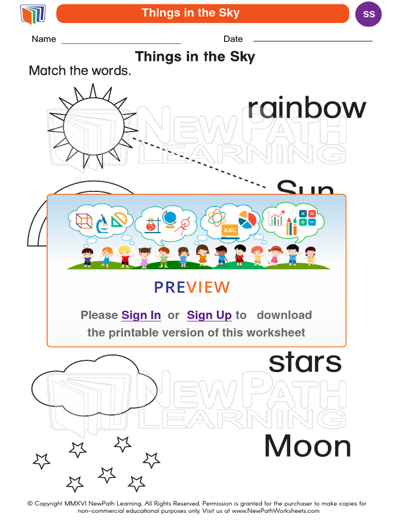 Worksheet Social Studies Kindergarten Weather 0 Things in the Sky 17 | PDF
