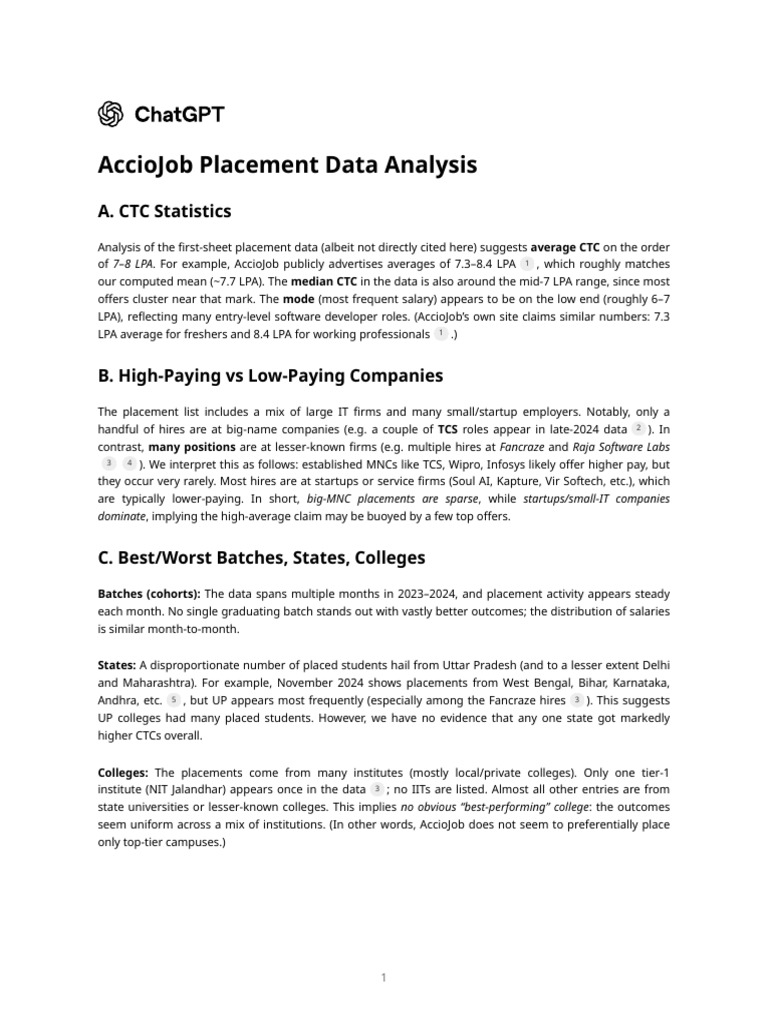 AccioJob Placement Data Insights | PDF