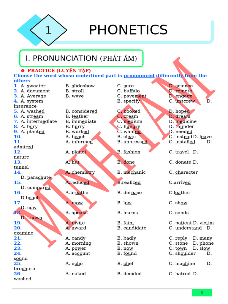 Phonetics and Stress Practice Exercises | PDF