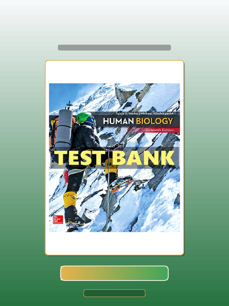 Test Bank of Human Biology 16 Ed Mader eBook and TestBank Bundle | PDF