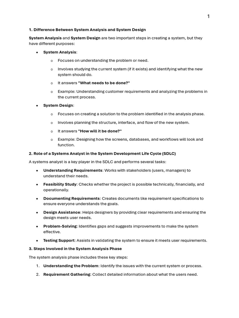 System Analysis vs. Design Explained | PDF | Software Development ...