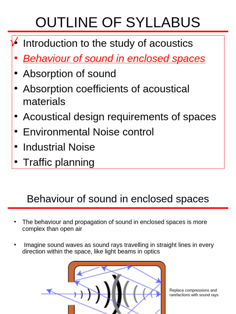 Behaviour of Sound in Enclosed Spaces | PDF | Sound | Reflection (Physics)