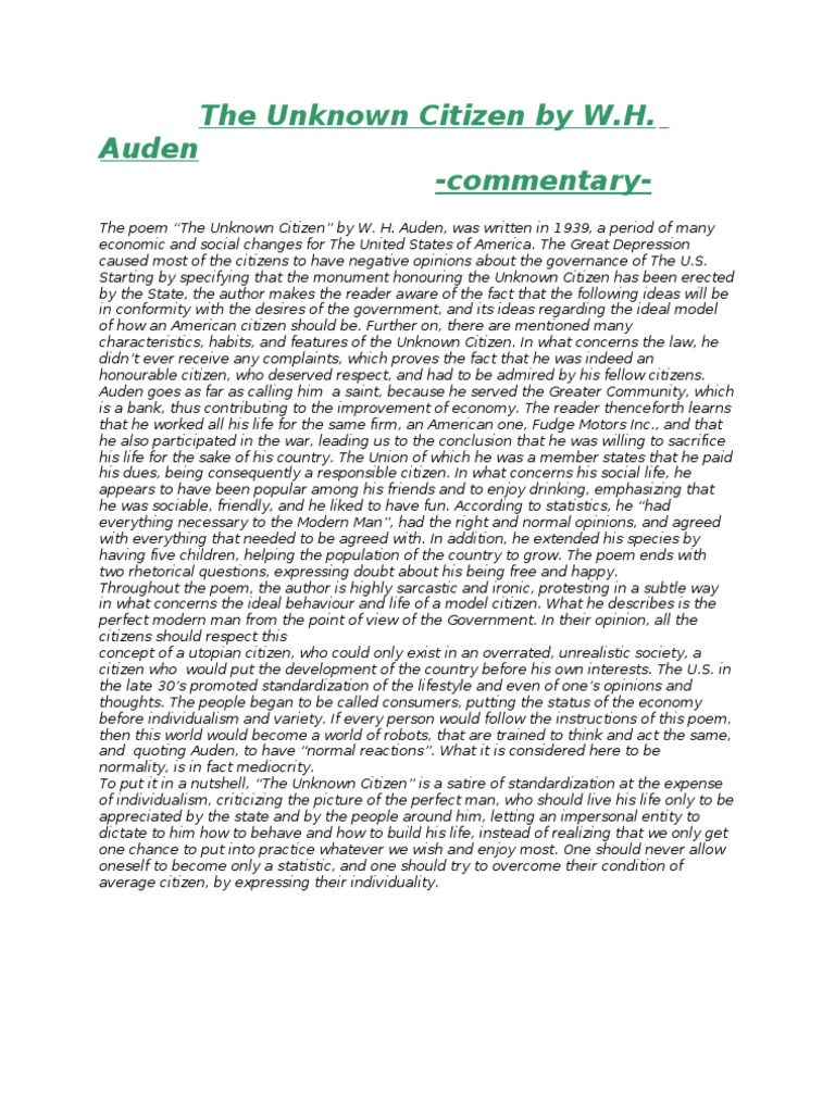 The unknown citizen summary image