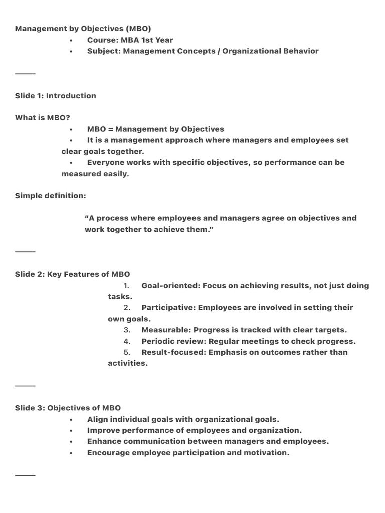 Understanding Management by Objectives | PDF | Goal | Cognitive Science