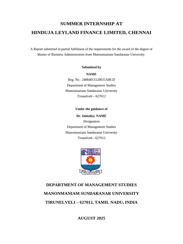 Summer Internship Report: MBA 2025 | PDF | Vocational Education ...