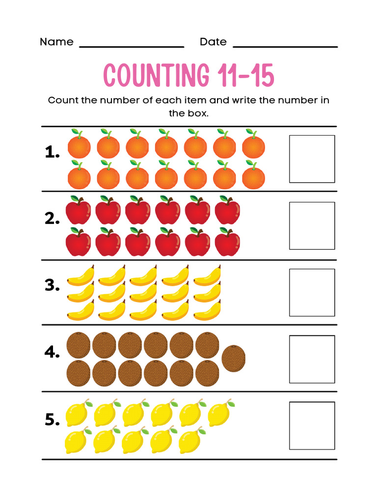 Counting Activities for Numbers 11-15 | PDF