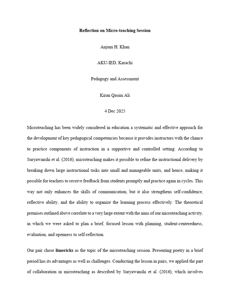 Microteaching Reflection on Limericks | PDF | Learning | Pedagogy
