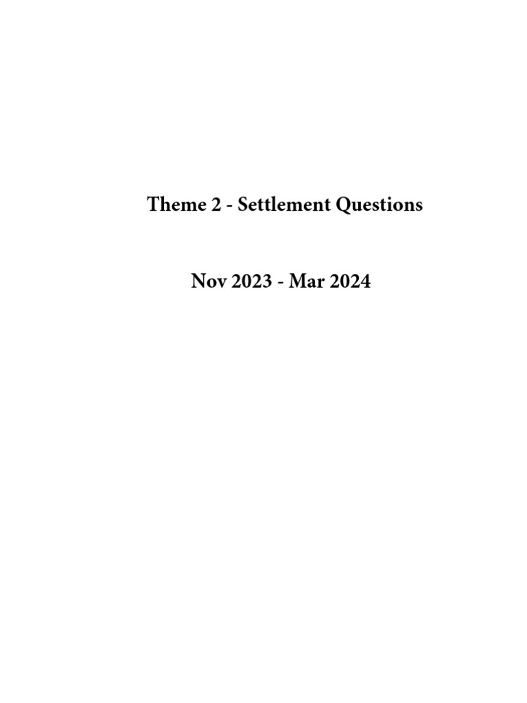 Revision - Theme 1 - Settlement Questions (N23-M24) | PDF | Water | Hygiene