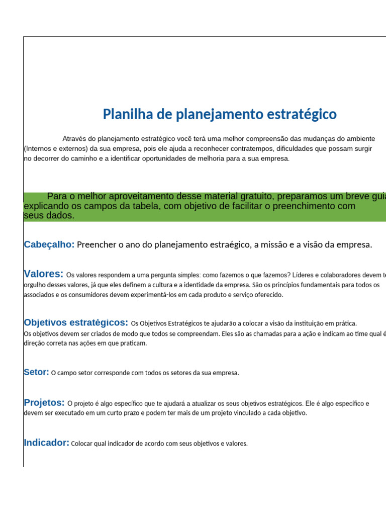 Guia de Planejamento Estratégico Empresarial | PDF | Planejamento ...
