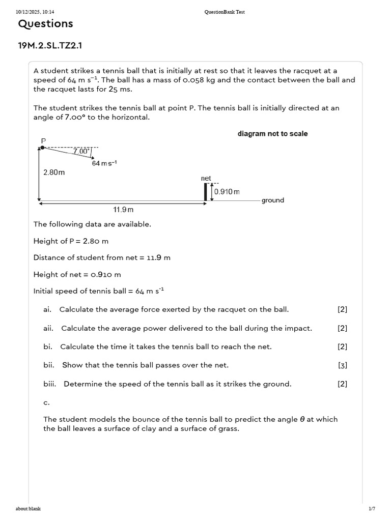 Physics Calculations for Tennis and Aircraft | PDF | Force | Lift (Force)
