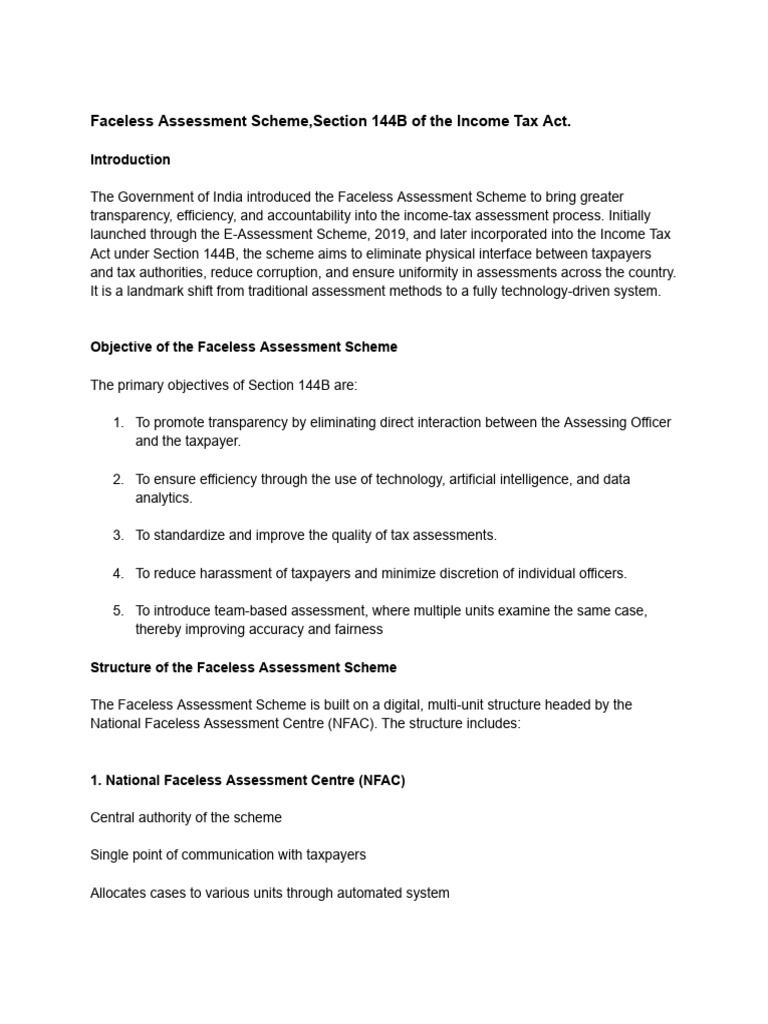 Faceless Assessment Scheme Overview | PDF | Taxes