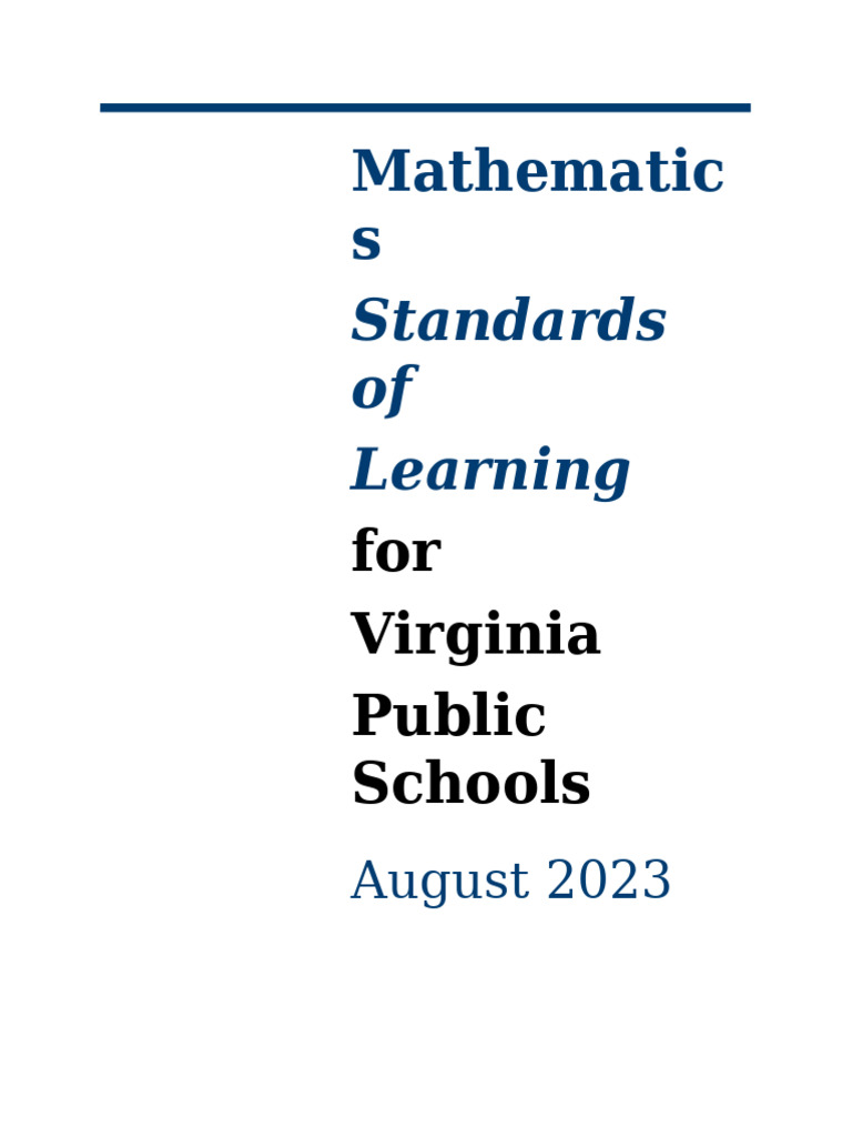 00-Kthru12-Approved 2023 Math SOL | PDF | Mathematics | Shape