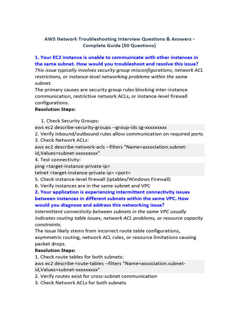 AWS Network Troubleshooting Q&A Guide | PDF | Domain Name System ...