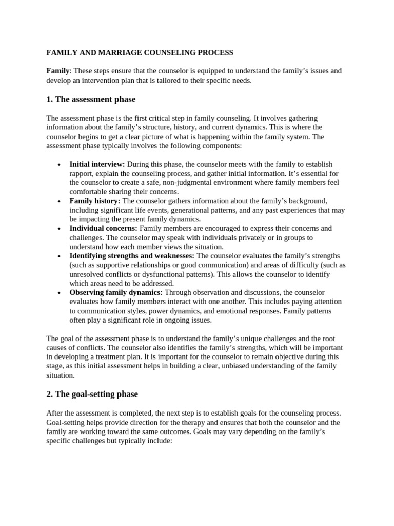 Family and Marriage Counseling Process | PDF | Psychotherapy ...