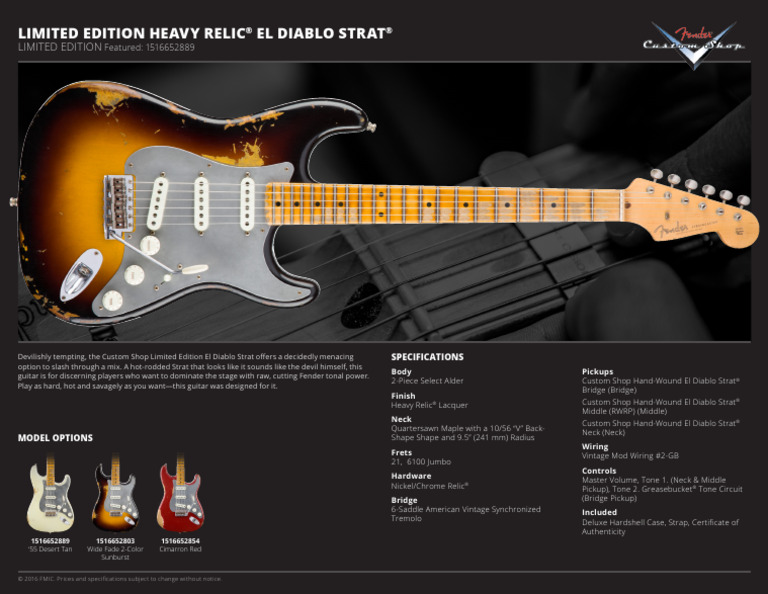 Limited Edition El Diablo Strat Specs | PDF | Irish Musical Instruments ...