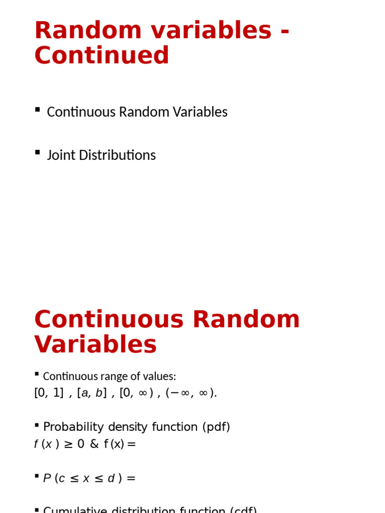 Continuous Random Variables Overview | PDF | Probability Density ...