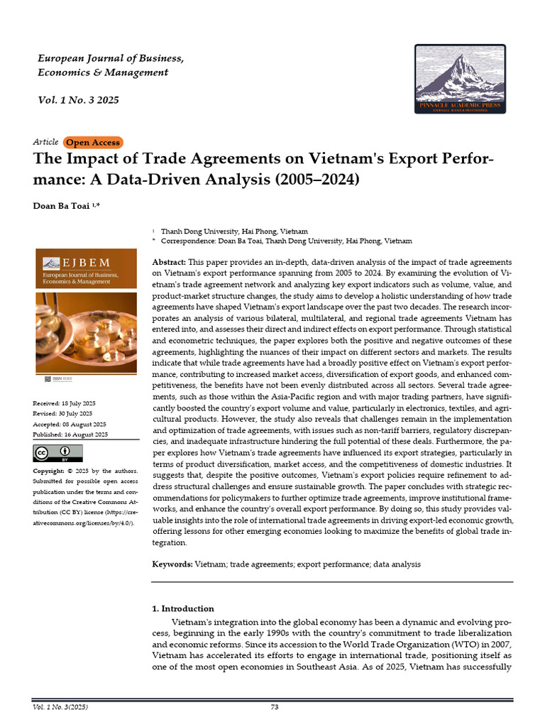 Vietnam Trade Agreements & Export Impact | PDF | Market Access | Exports