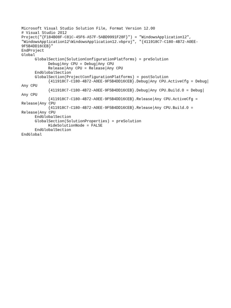 Visual Studio 2012 Solution File Format | PDF