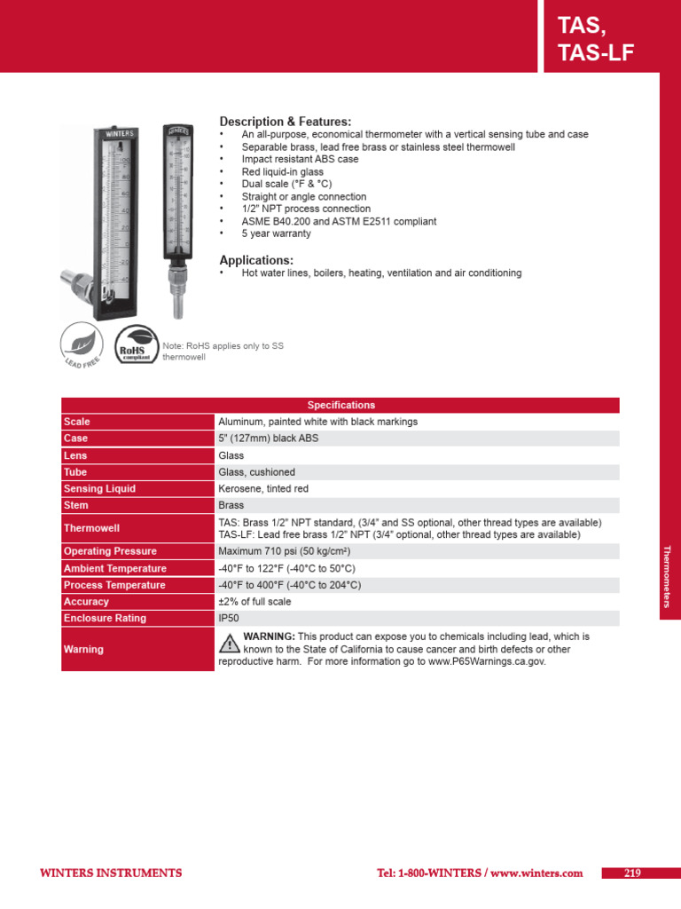 Lead-Free Industrial Thermometers | PDF | Thermometer | Building ...