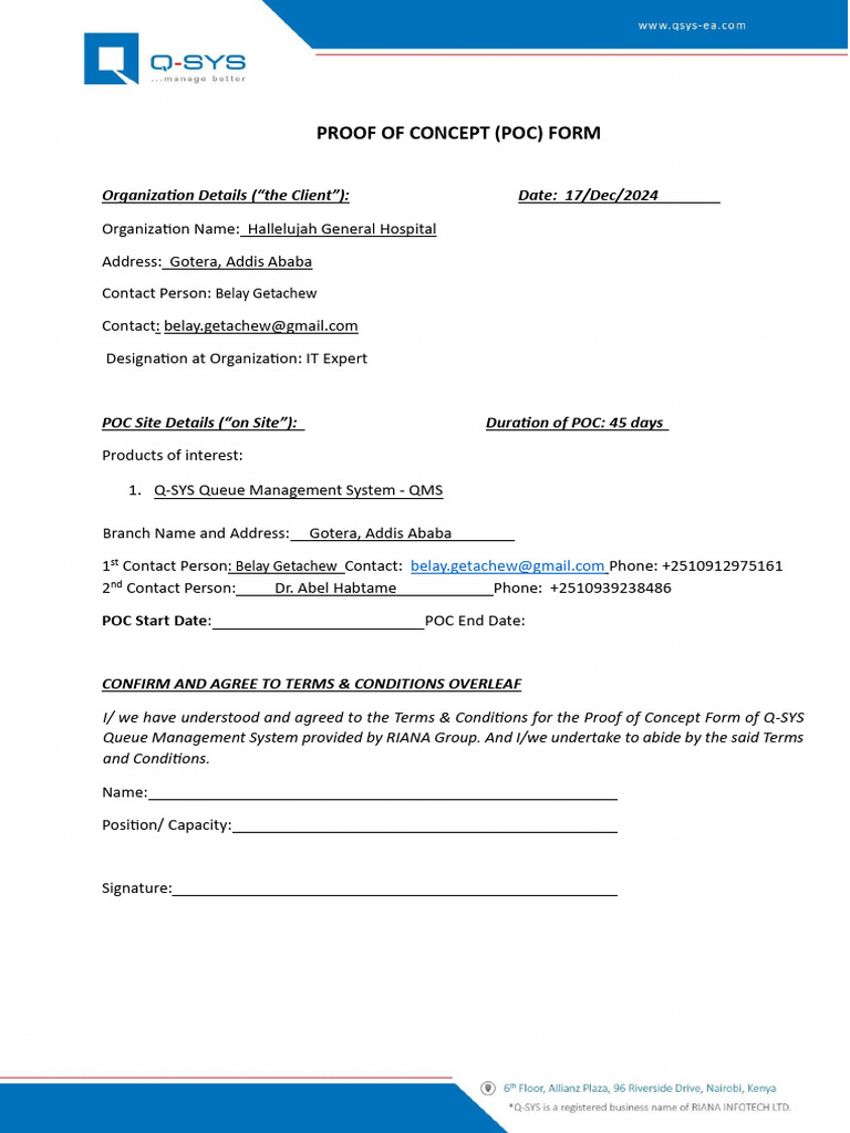 Q-SYS Queue Management POC Form | PDF | Analytics | Computing
