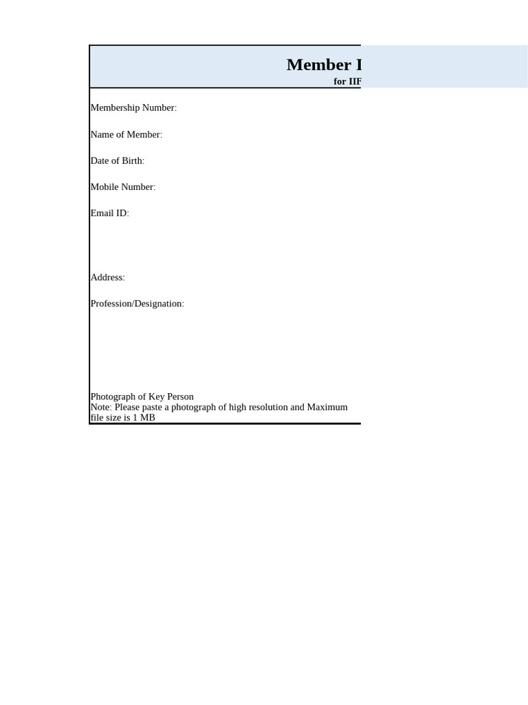 IIF Membership Information Form | PDF