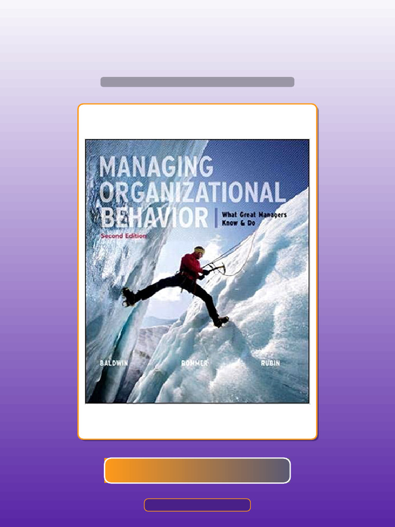 Managing Organizational Behavior What Great Managers Know and Do 2nd ...