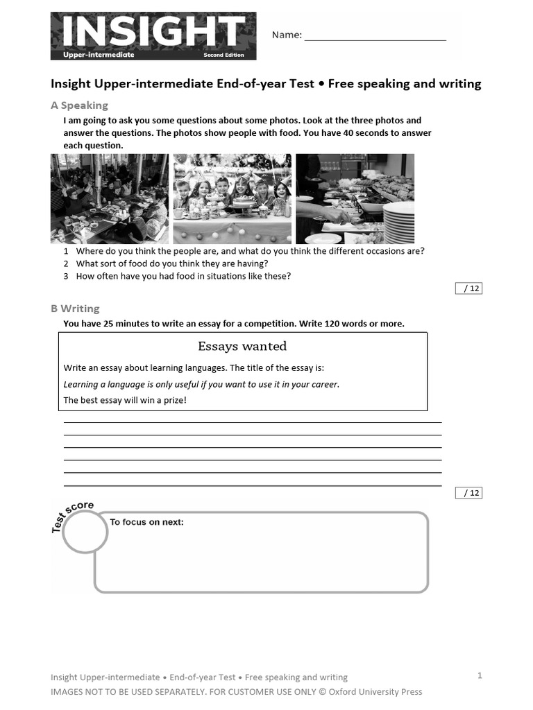 Insight Upper-Intermediate Test Guide | PDF