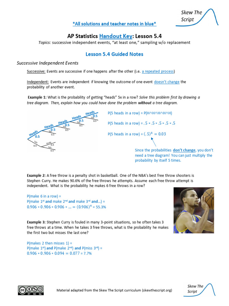 AP Statistics: Successive Events & Probability | PDF | Probability
