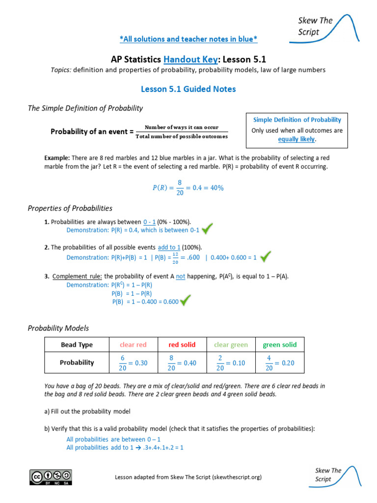AP Statistics Probability Concepts Guide | PDF | Batting (Baseball ...