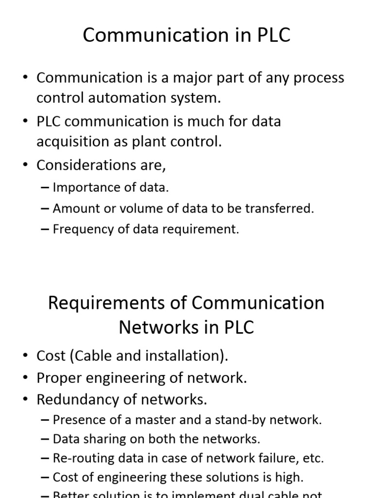 PLC Communication Networks Overview | PDF | Network Topology | Computer ...