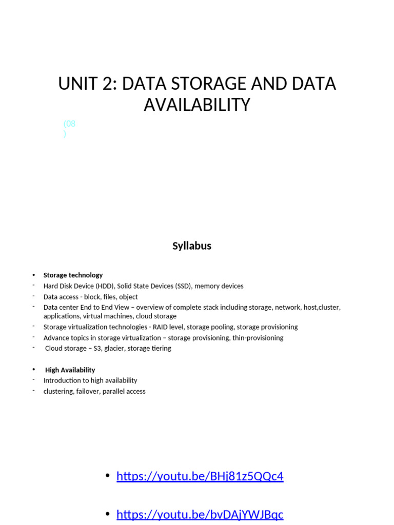 Data Storage and Availability Overview | PDF | Solid State Drive | Hard ...