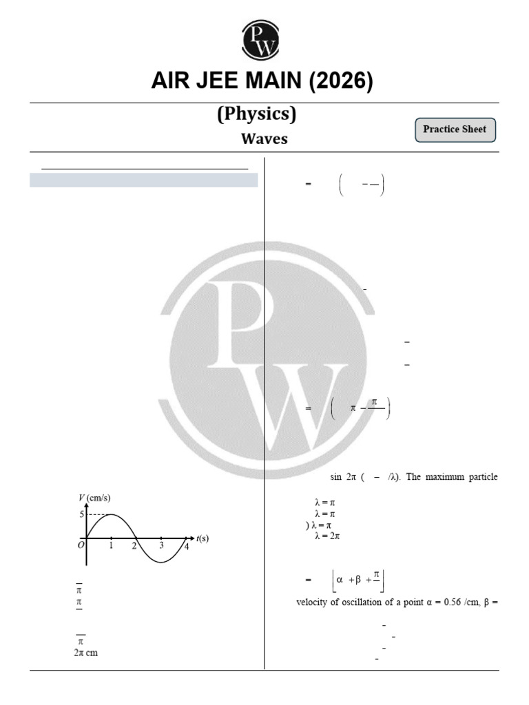 JEE Advanced Waves Practice Questions | PDF | Waves | Sound
