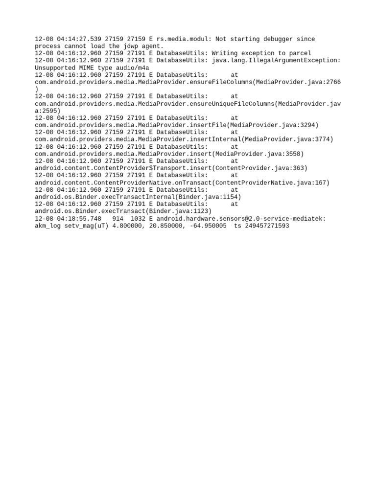 Android Debugging and MIME Type Errors | PDF