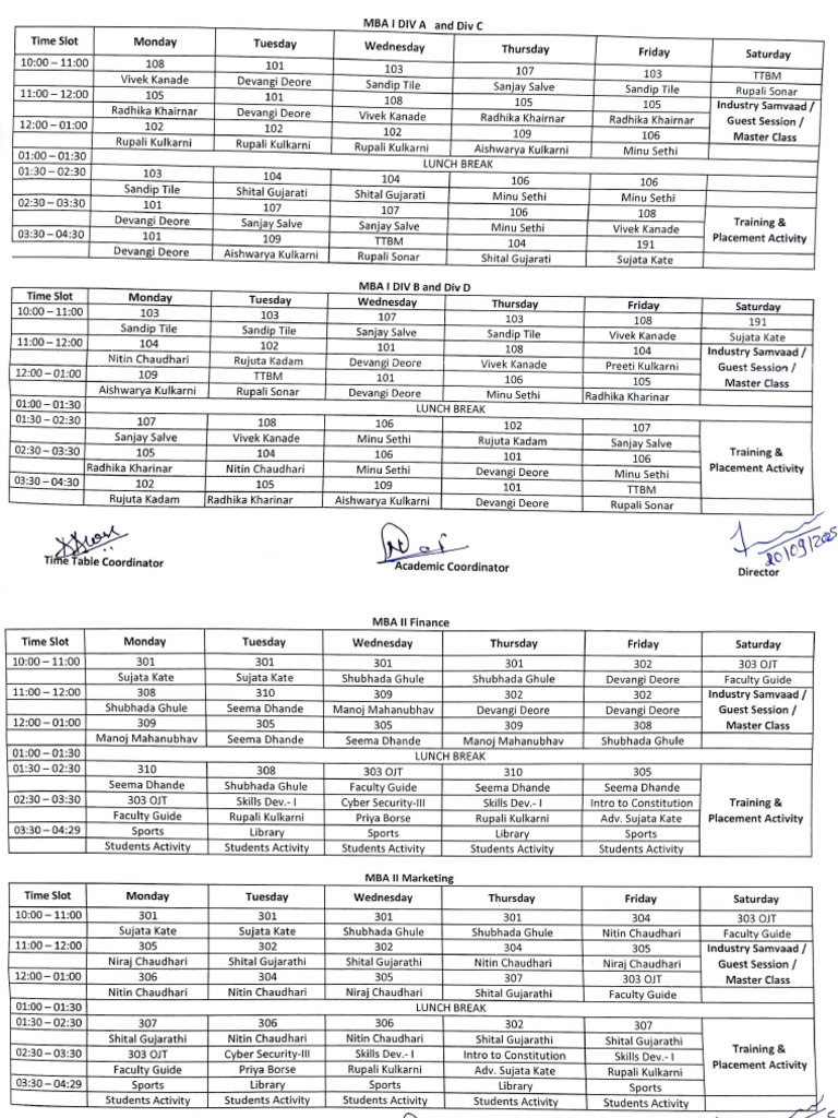 Revised Timetable MBA 250922 102919 | PDF